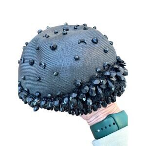 Vintage Mr. John Women's Black Wool Jeweled Hat